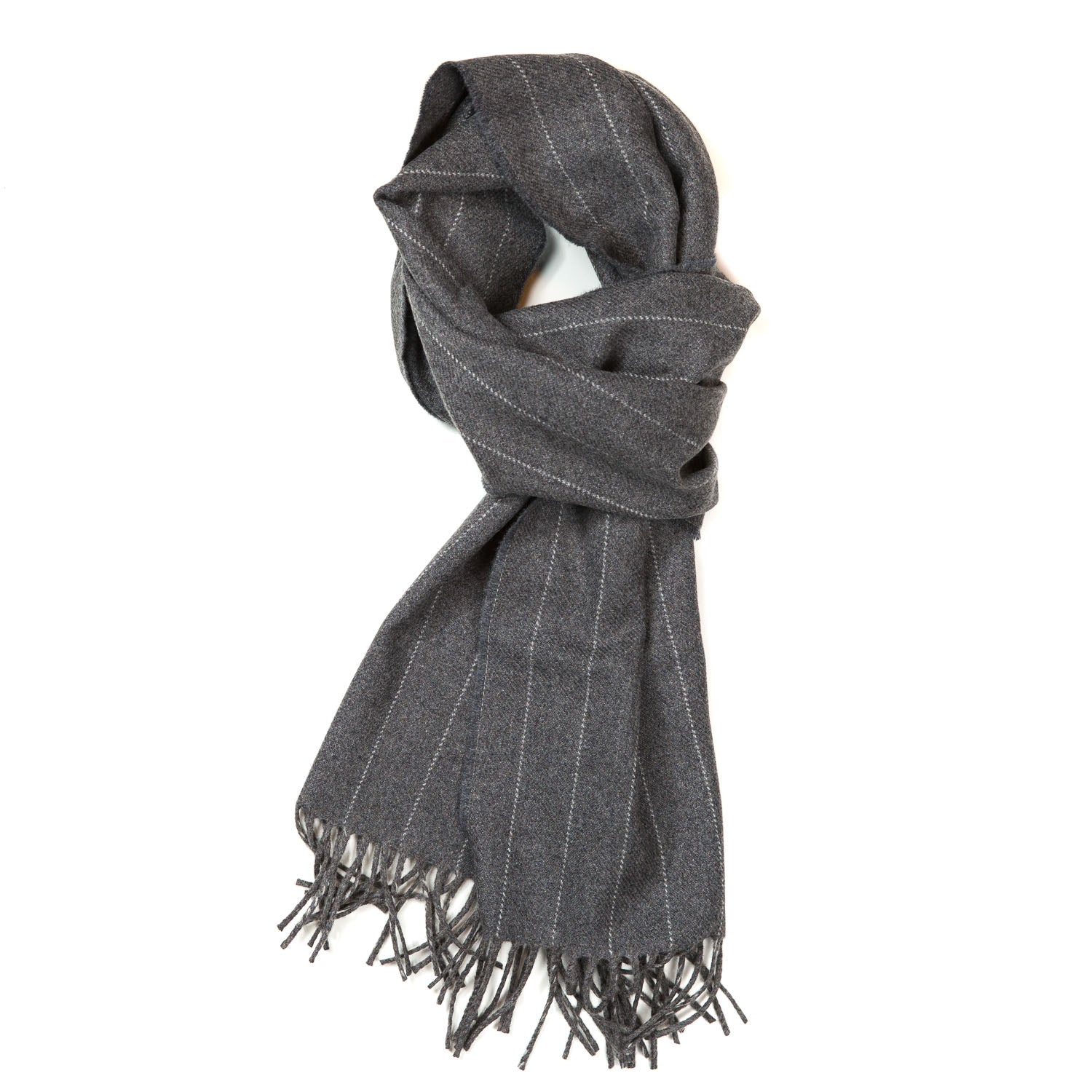Vicuna-colored Scarf "Fox Pin-Stripe" made from Cashmere and Merino Wool